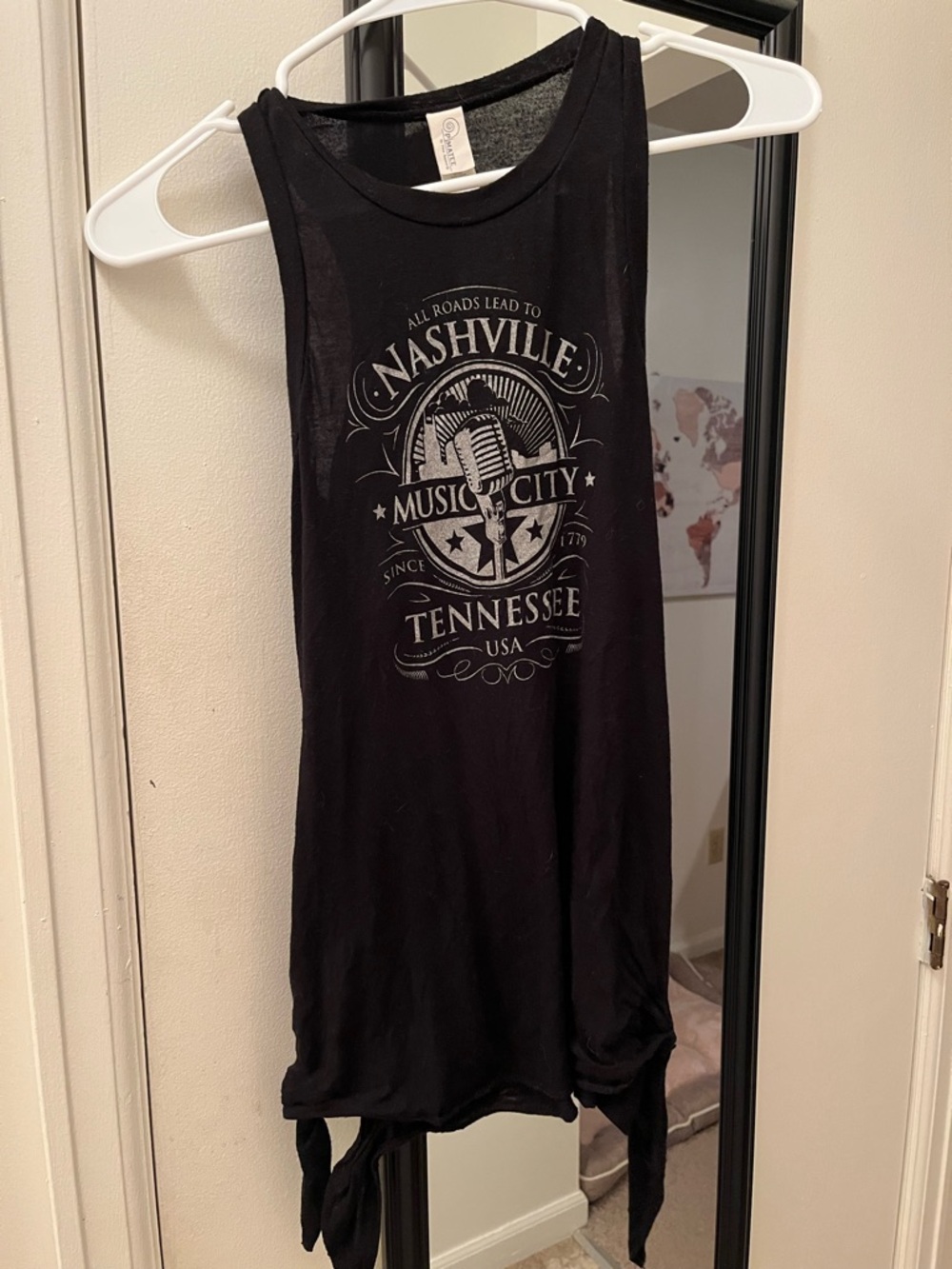 Nashville Music City Black Tie-Front Tank Top